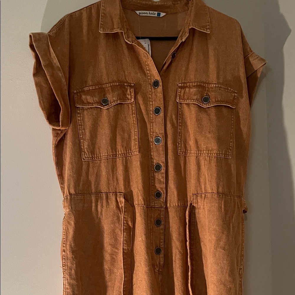 Brown Button-Up Romper